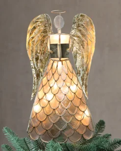 Capiz Angel Lighted Tree Toppers