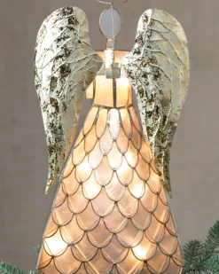 Capiz Angel Lighted Tree Toppers