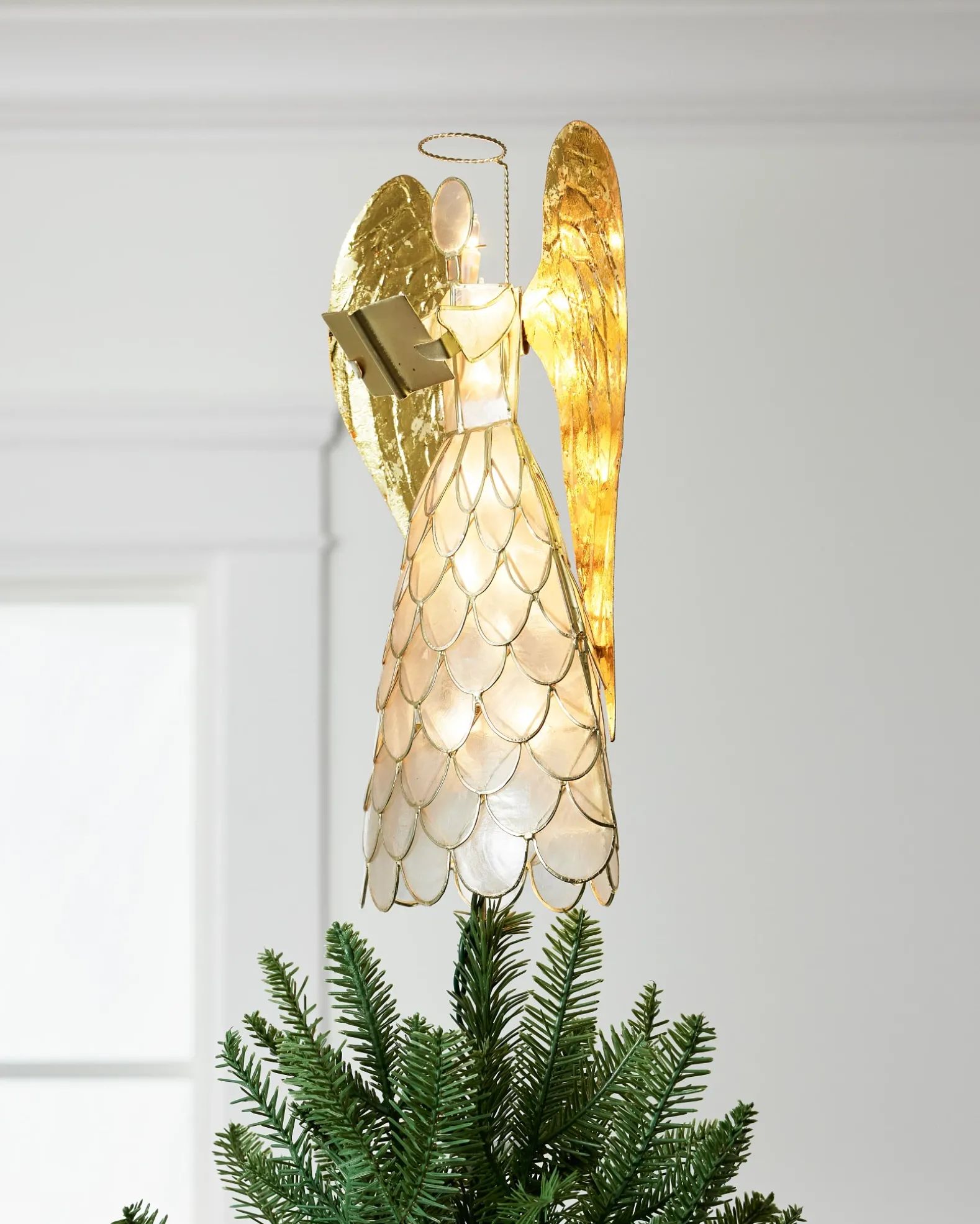 Capiz Angel Lighted Tree Toppers