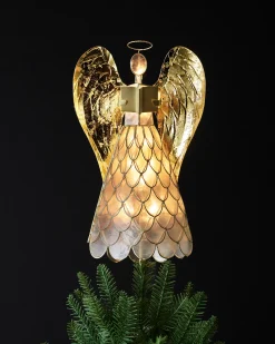 Capiz Angel Lighted Tree Toppers