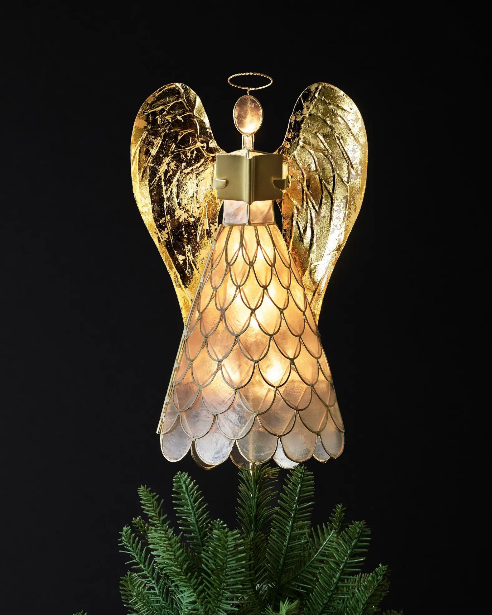 Capiz Angel Lighted Tree Toppers