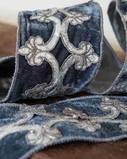 French Blue Velvet Christmas Tree Ribbon