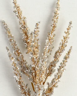 Gold Metallic Plume Christmas Tree Picks
