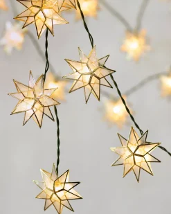 Lit Capiz Star Christmas Tree Garlands