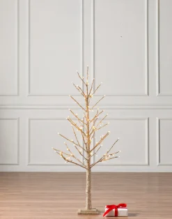 Lit Champagne Glitter LED Trees