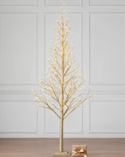 Lit Champagne Glitter LED Trees