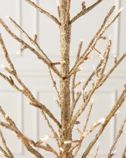 Lit Champagne Glitter LED Trees