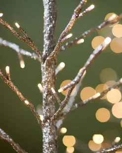 Lit Champagne Glitter LED Trees