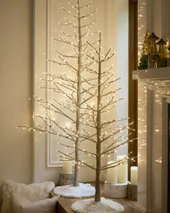 Lit Champagne Glitter LED Trees