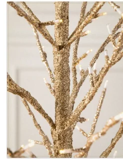 Lit Champagne Glitter LED Trees