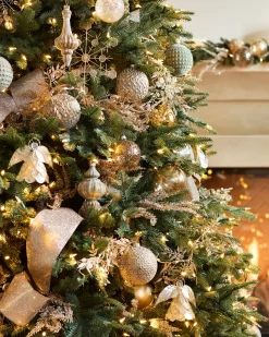 Lit Glitter Leaf Christmas Tree Garlands