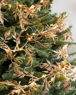 Lit Glitter Leaf Christmas Tree Garlands