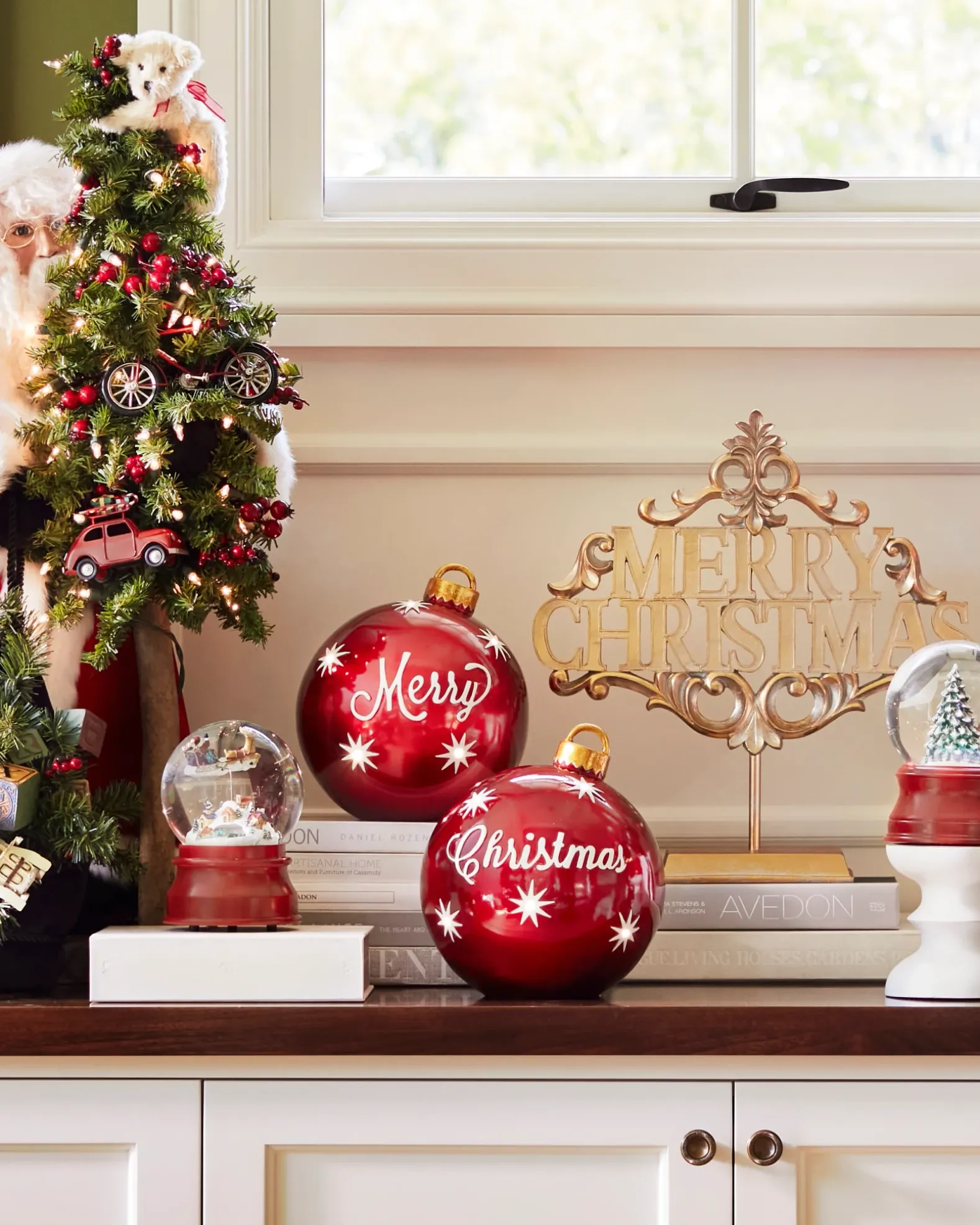 Lit Tabletop Merry Christmas Ornaments