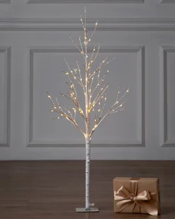 Lit Winter Birch LED Trees
