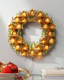 Lit Wooden Advent Wreaths