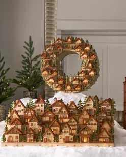 Lit Wooden Advent Wreaths