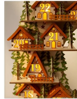 Lit Wooden Advent Wreaths