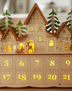 Lit Wooden Christmas Advent Calendars