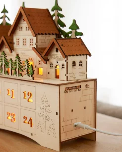 Lit Wooden Christmas Advent Calendars