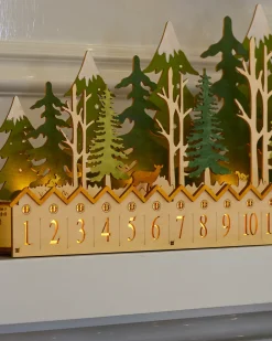 Lit Wooden Christmas Advent Calendars
