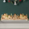 Lit Wooden Christmas Mantel Villages