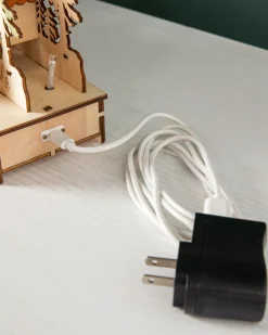 Lit Wooden Christmas Mantel Villages