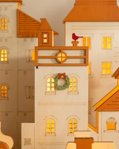 Lit Wooden Christmas Mantel Villages