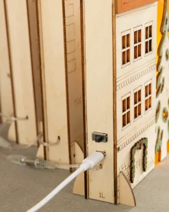 Lit Wooden Christmas Mantel Villages