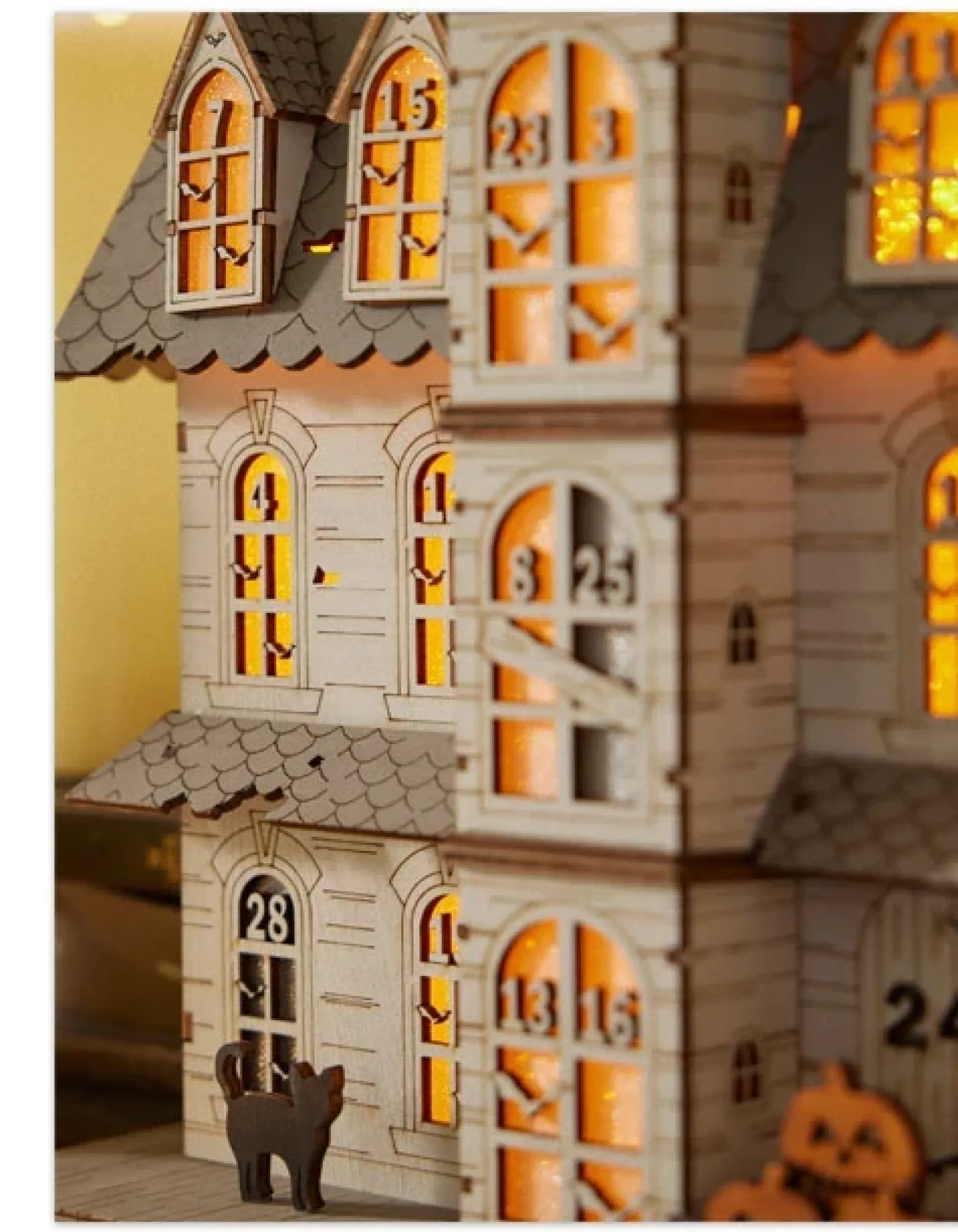 Lit Wooden Halloween Countdown Calendar