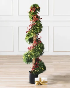 Outdoor Beacon Hill Cypress Artificial Christmas Topiaries