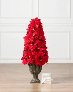 Outdoor Lit Poinsettia Celebration Foliage