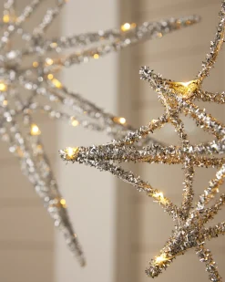 Outdoor Lit Tinsel Stars