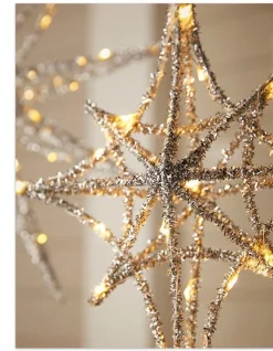 Outdoor Lit Tinsel Stars