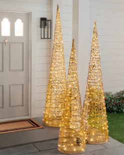 Outdoor Lit Wire Sculptures