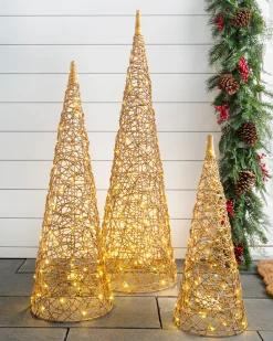 Outdoor Lit Wire Sculptures