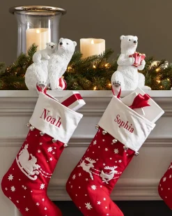 Polar Bear Family Christmas Stocking Holders