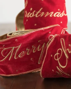 Velvet Merry Christmas Tree Ribbon