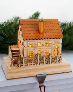 Wooden Alpine Village Stocking Holders
