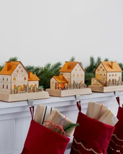 Wooden Alpine Village Stocking Holders