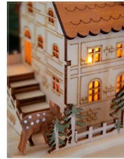 Wooden Alpine Village Stocking Holders